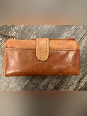 Lodis Tan/Brown Leather Zip & Snap Wallet